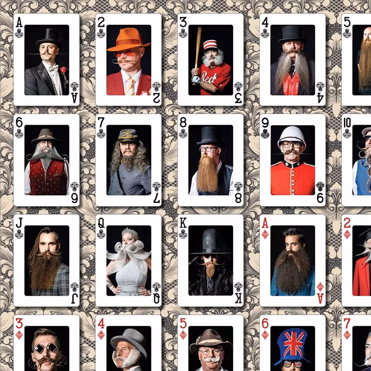 Captain Fawcett Playing Cards, Spelkort i kasinokvalitet med ett stolt urval av de finaste kända ansiktshåren.