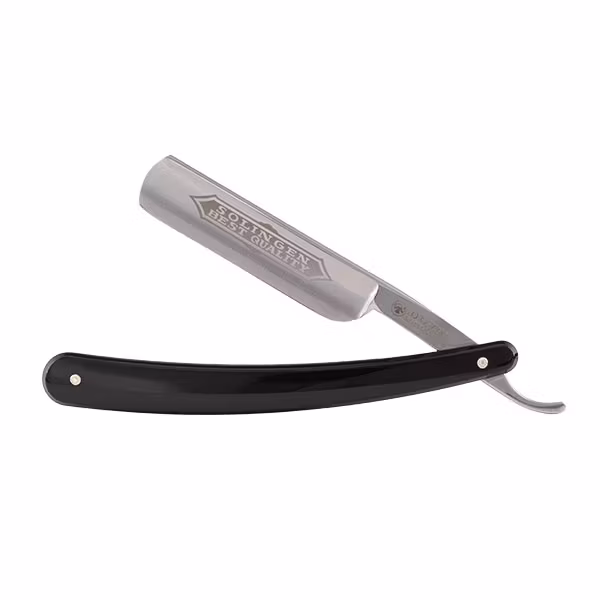 Dovo Rakkniv 101 Best Quality i kolstål med handtag i svart akrylglas.