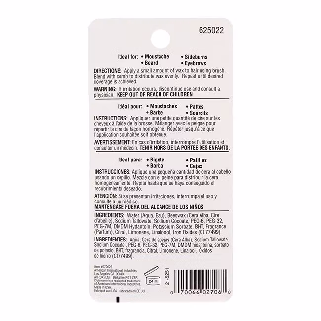 Clubman Pinaud Mustaschvax Svart, Färgat mustaschvax för att styla, fylla ut och täcka grått hår i mustaschen.