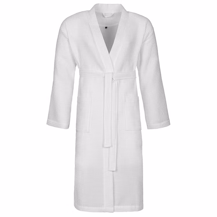 Vossen Wellington Bathrobe, en lätt unisex badrock tillverkad av 100% våfflad bomull.