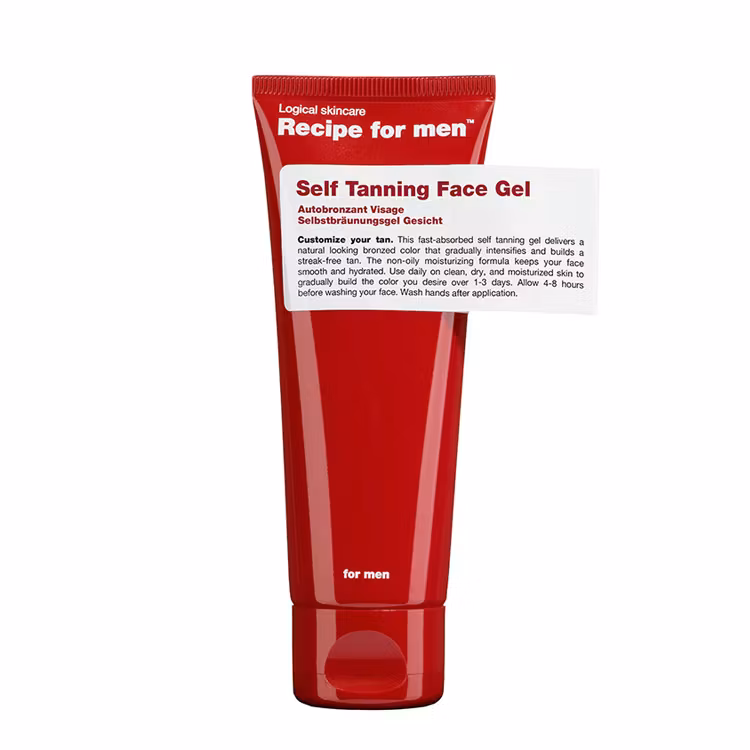 Recipe for men Self Tanning Face Gel, mjukgörande och återfuktande brun-utan-sol för ansiktet.