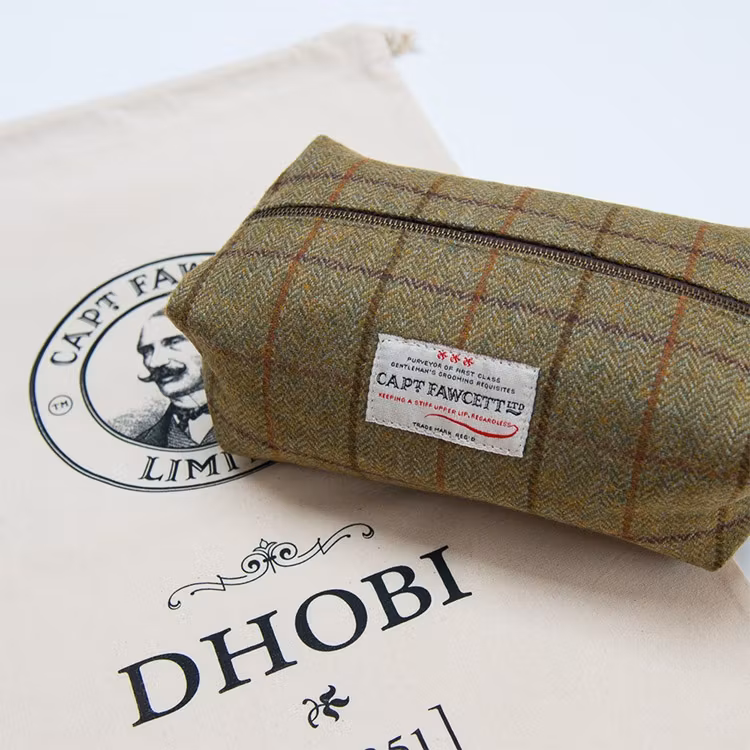 Captain Fawcett Tweed Wash bag