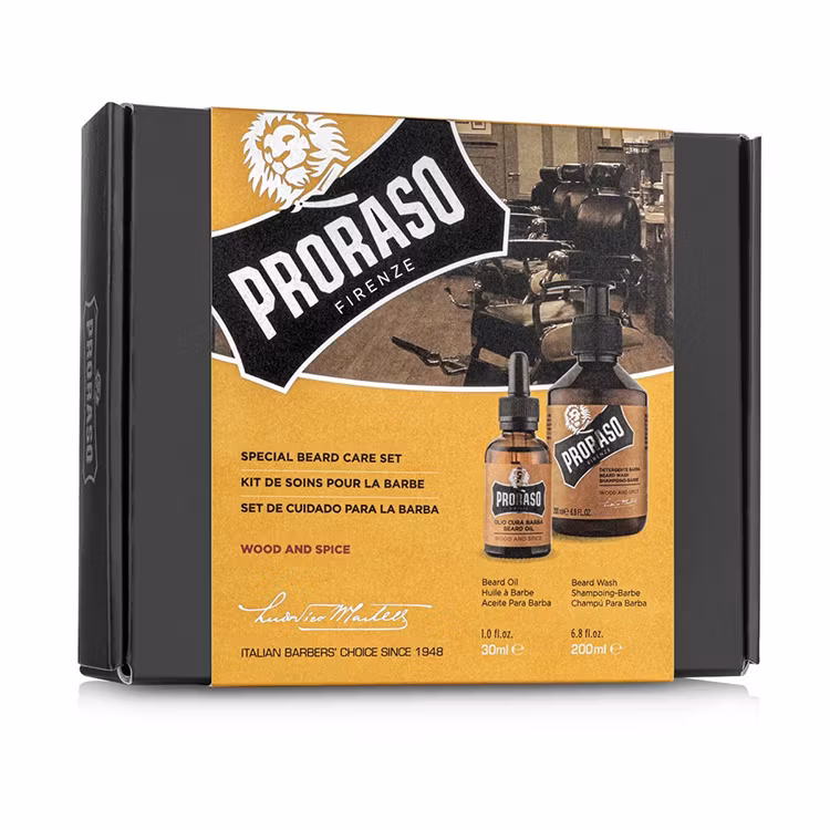Proraso Gift Set Duo Wood & Spice Beard Oil + Wash