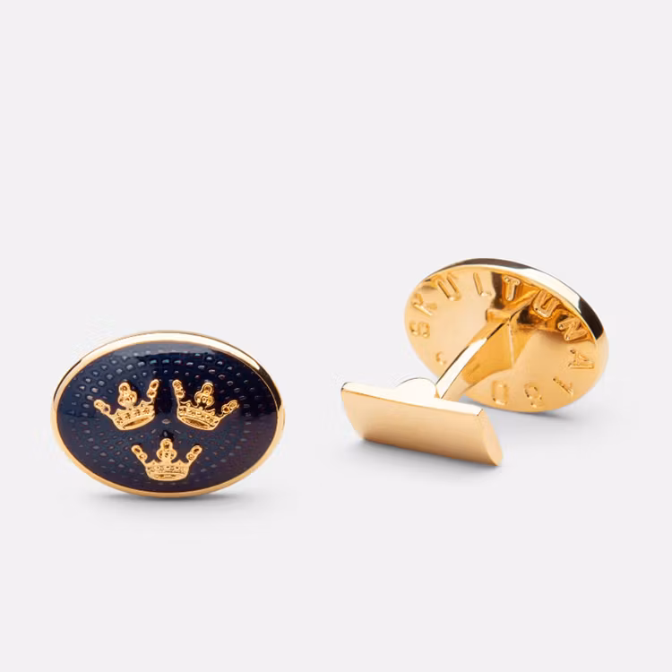 Skultuna Sveriges Riksvapen Tre Kronor Oval Gold Plated