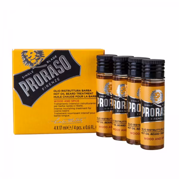 Proraso Hot Oil Beard Treatment 4x17 ml, Olja som reparerar och ger näring till ditt skägg. Perfekt för längre skägg!