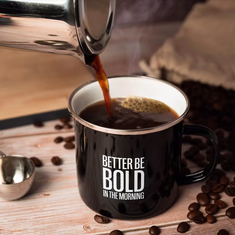 Better Be Bold Enamel Mug No More Bad Hair Days