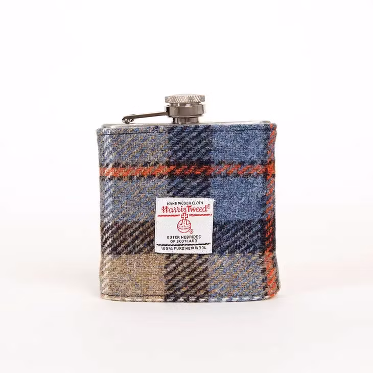 Created By The Ridleys Harris Tweed Hip Flask McKenzie Tartan - HT43