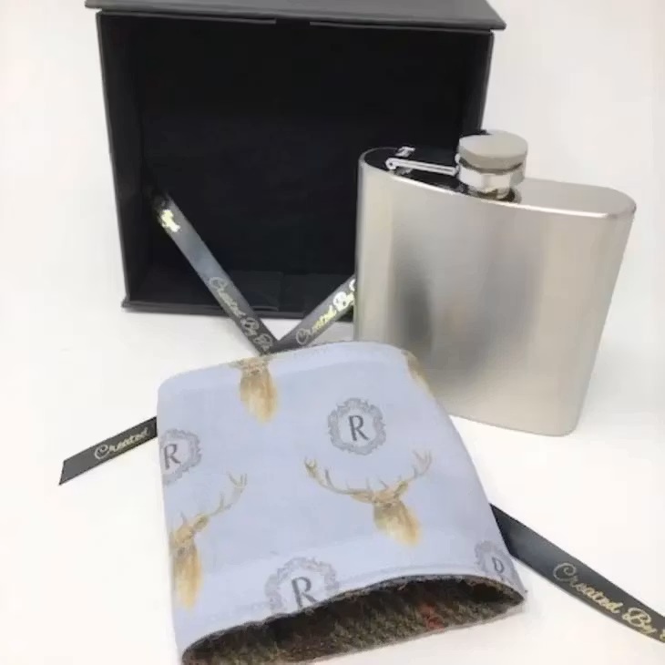 Created By The Ridleys Harris Tweed Hip Flask McKenzie Tartan