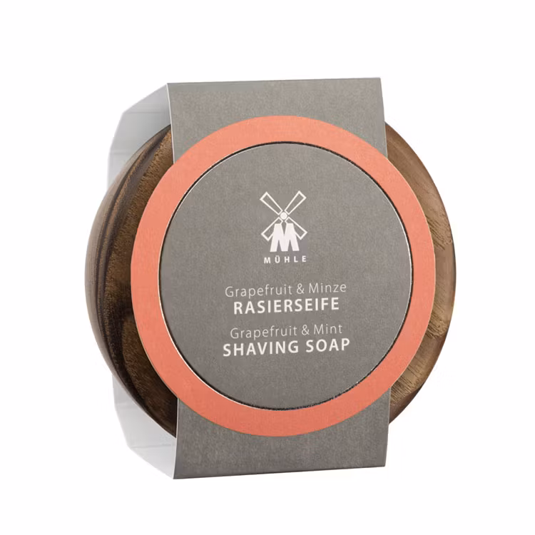 Mühle Grapefruit and Mint Shaving Soap in Wooden Bowl