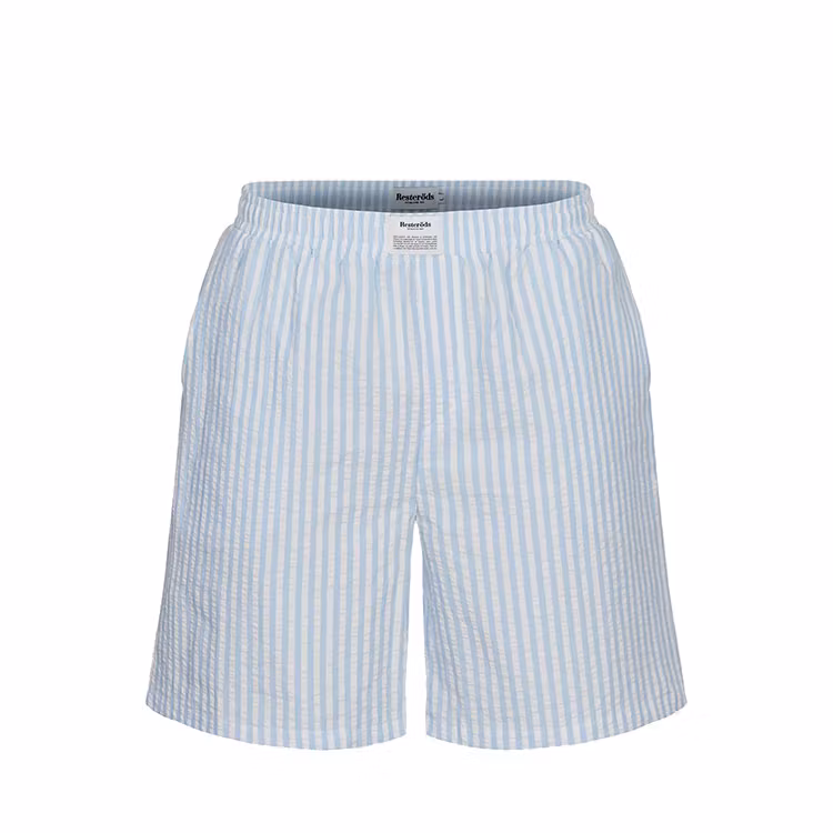 Resteröds Seersucker Shorts White/Sky Blue