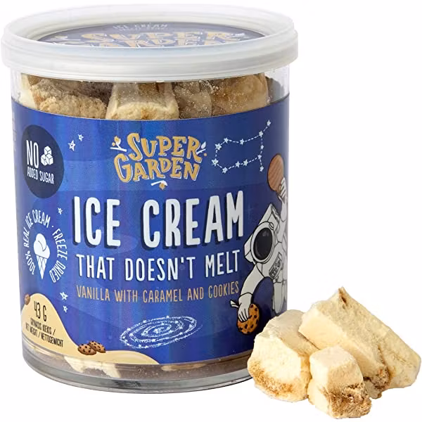 Frystorkad glass, vanilj m karamell och kaksmulor