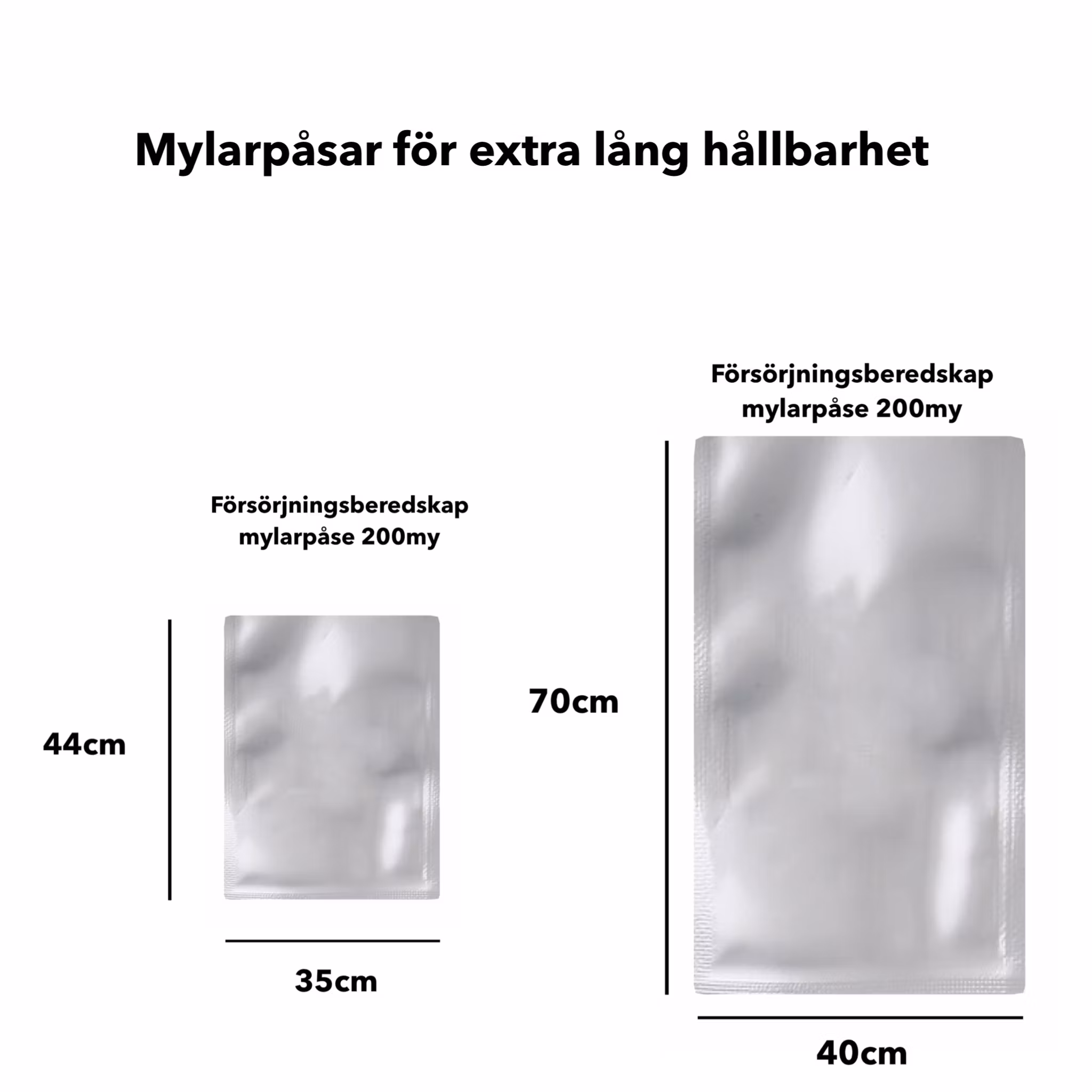 Mylarpåsar extra tjocka- För frystorkad mat