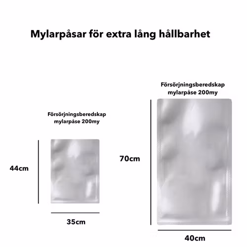 Mylarpåsar extra tjocka- För frystorkad mat