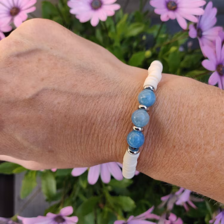 Armband - heishi och akvamarin