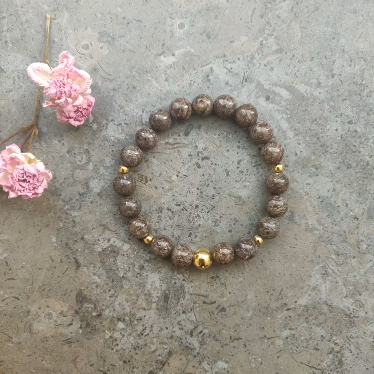 Armband - black wood lace stone