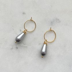 Örhängen - Preciosa Nacre Pearls, Light Grey