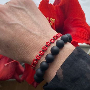 Armband - matta svarta agater