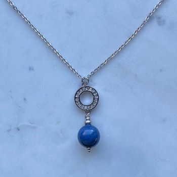 Halsband - strass och blå pärla