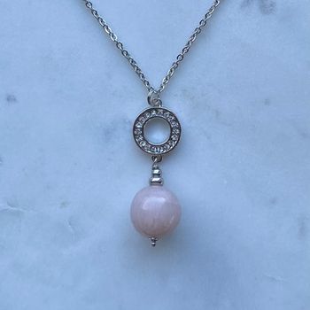 Halsband - strass och rosa pärla
