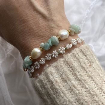 Armband - sötvatten och amazonit