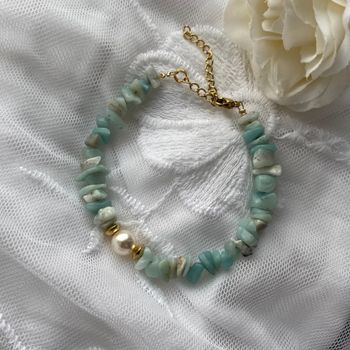 Armband - amazonit och Swarovskipärla