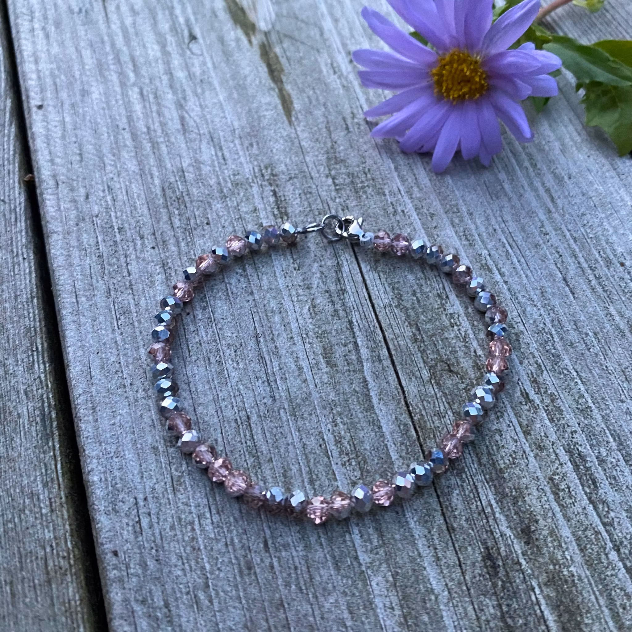 Armband - rosa och silver