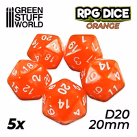 5x D20 20mm Dice - Orange