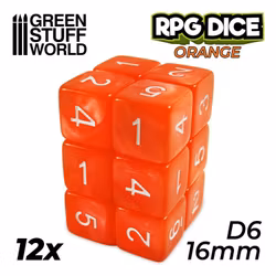 12x D6 16mm Dice - Orange