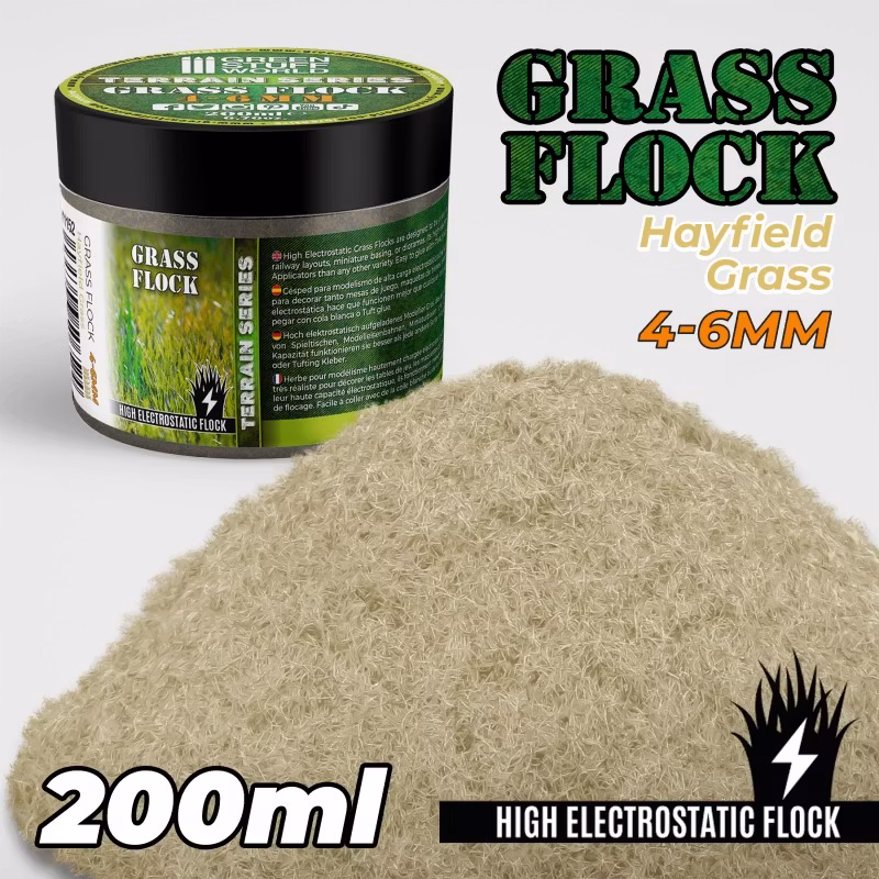 Static Grass Flock 4-6mm - HAYFIELD GRASS - 200 ml