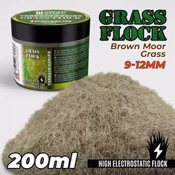 Static Grass Flock 9-12mm - Brown Moor Grass - 200 ml