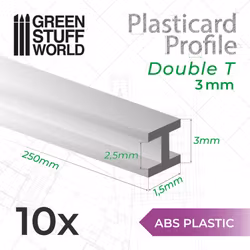 ABS Plasticard - Profile DOUBLE-T 3 mm