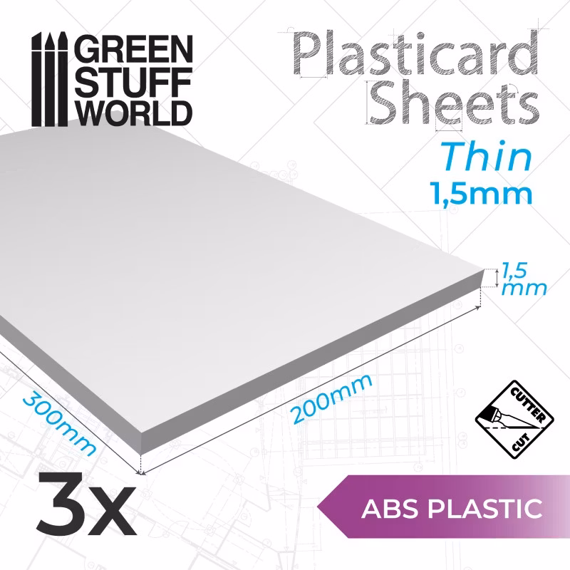 ABS Plasticard A4 - 1'5 mm COMBOx3 sheets