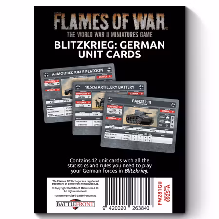 Blitzkrieg German Unit Cards (x42 cards) - Limited Edition