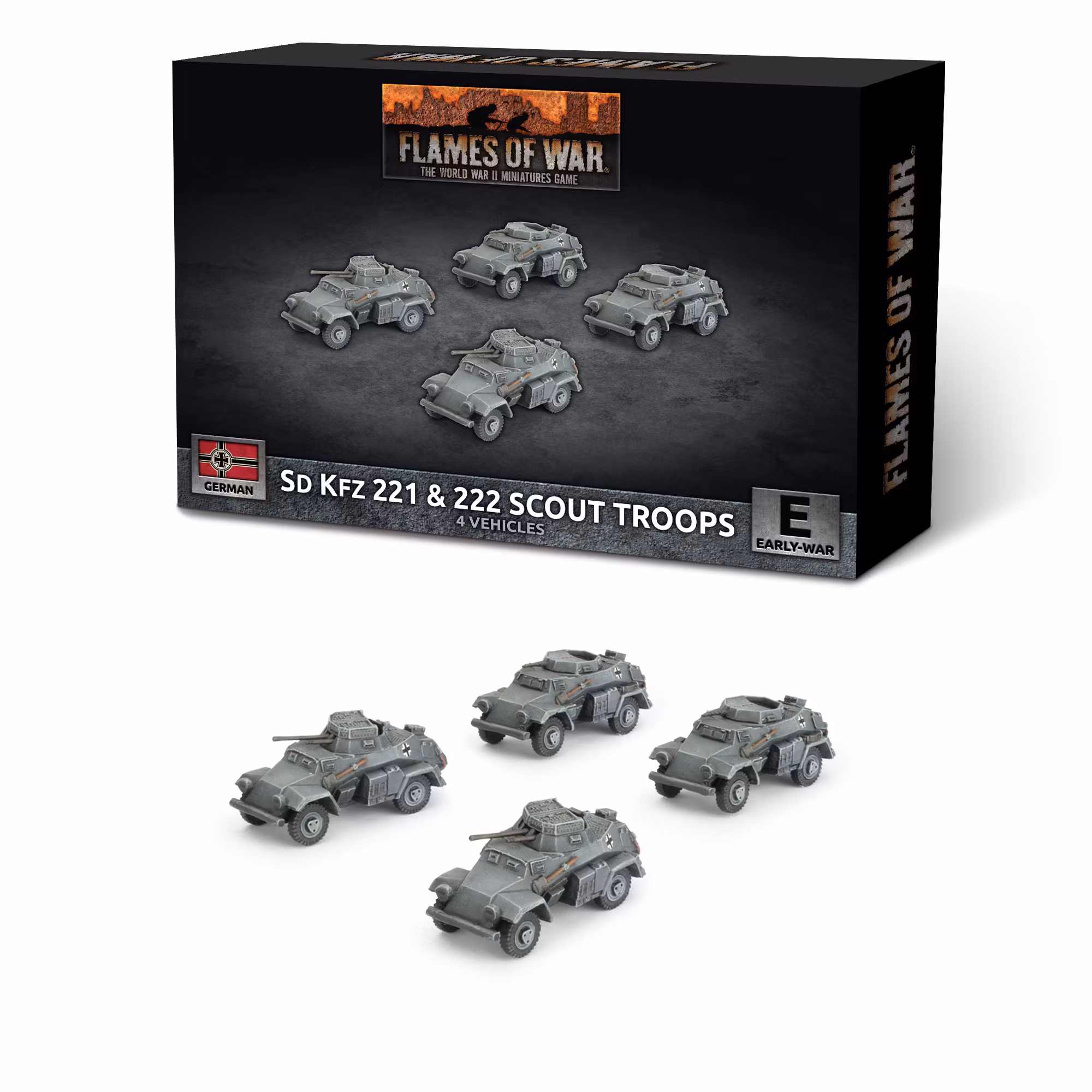Sd Kfz 222 / 221 Scout Troop (x4 Plastic)