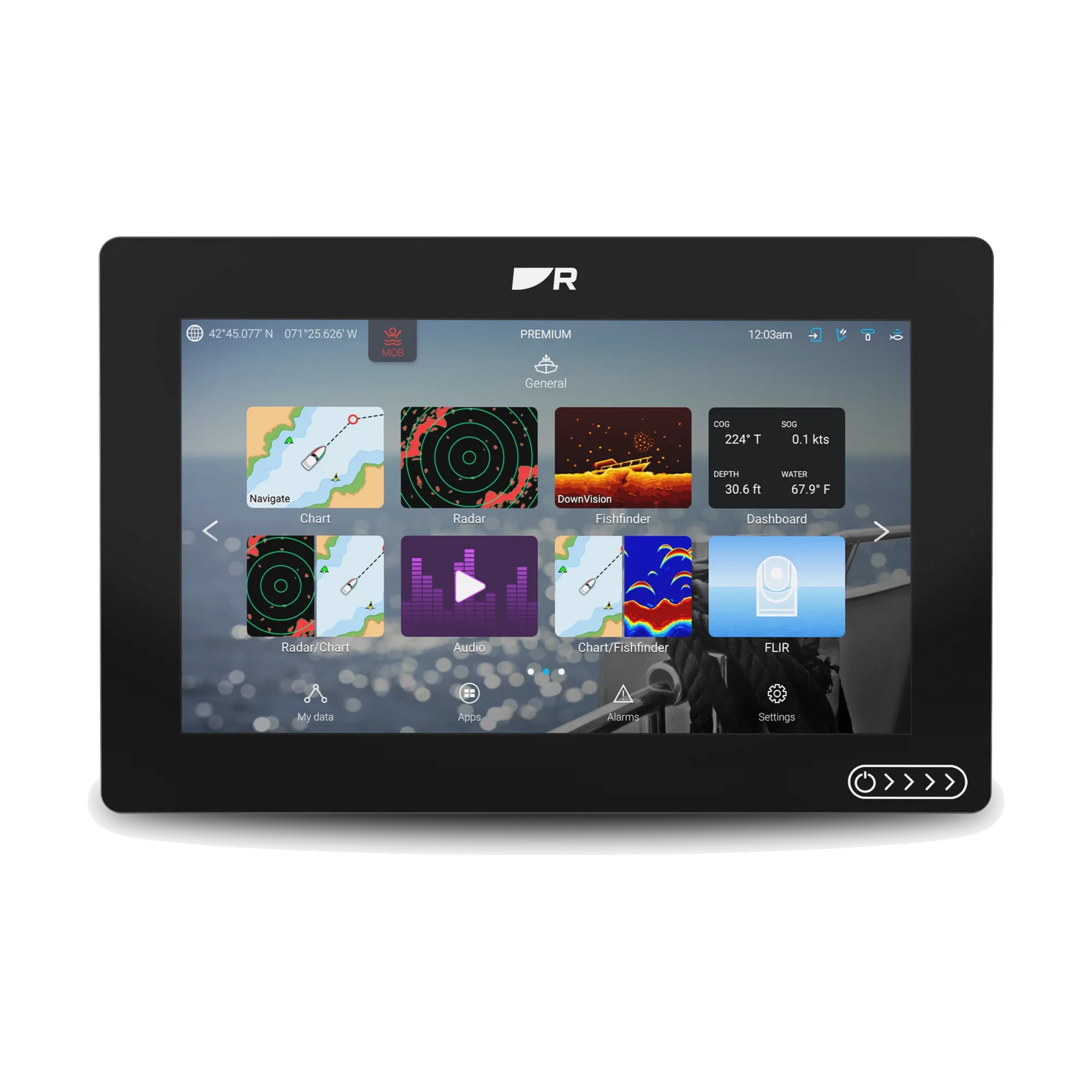 Raymarine – AXIOM 2 9 tum RV3D MFD, LightHouse-sjökort för Norra Europa