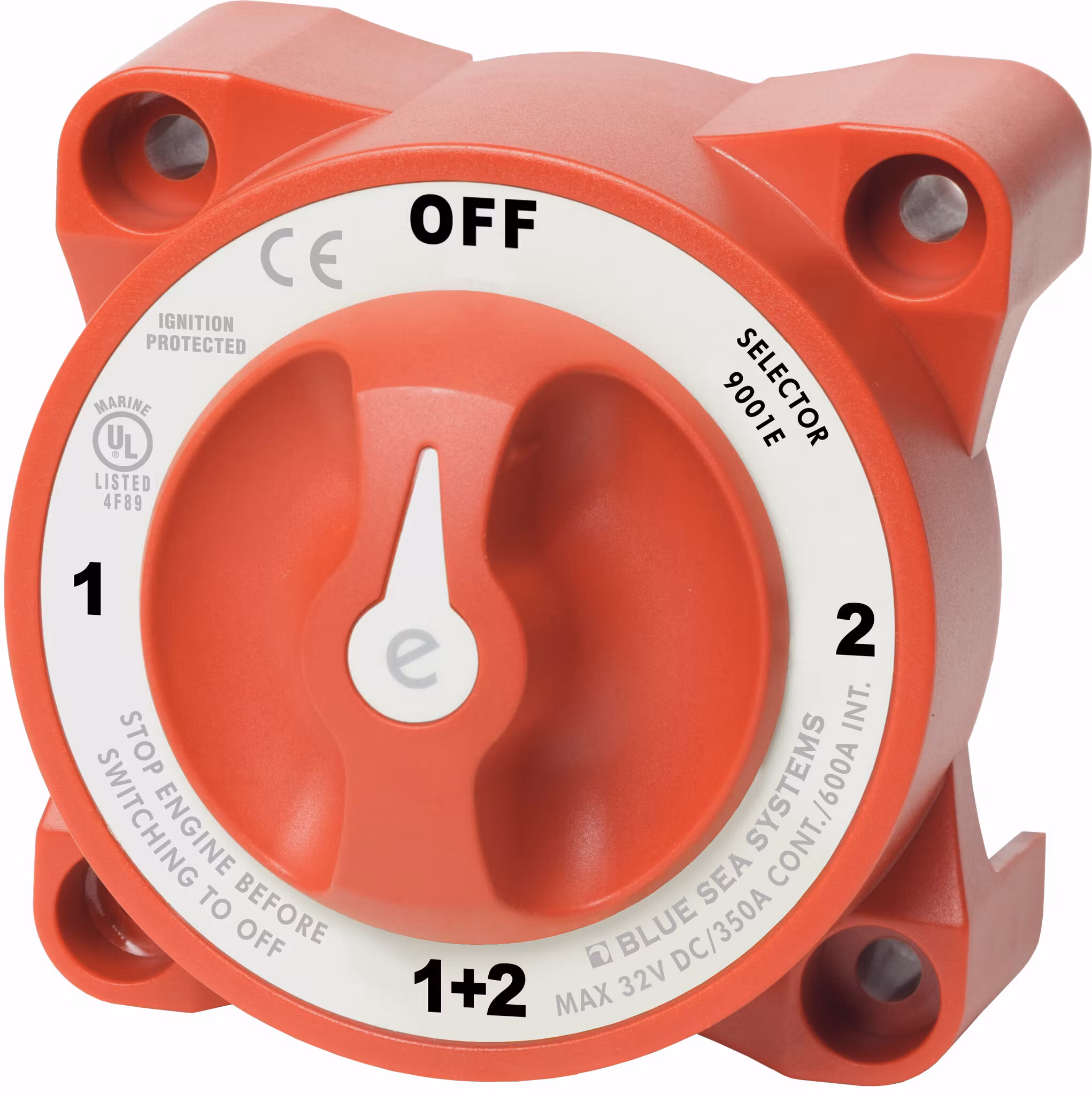Blue Sea Systems – Huvudbrytare 325A, 2 batterier, 4 positioner, röd