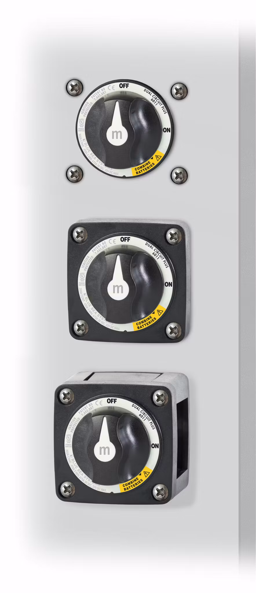Blue Sea Systems – Huvudbrytare 300A, 2 batterier (Dual Circuit), 3 positioner