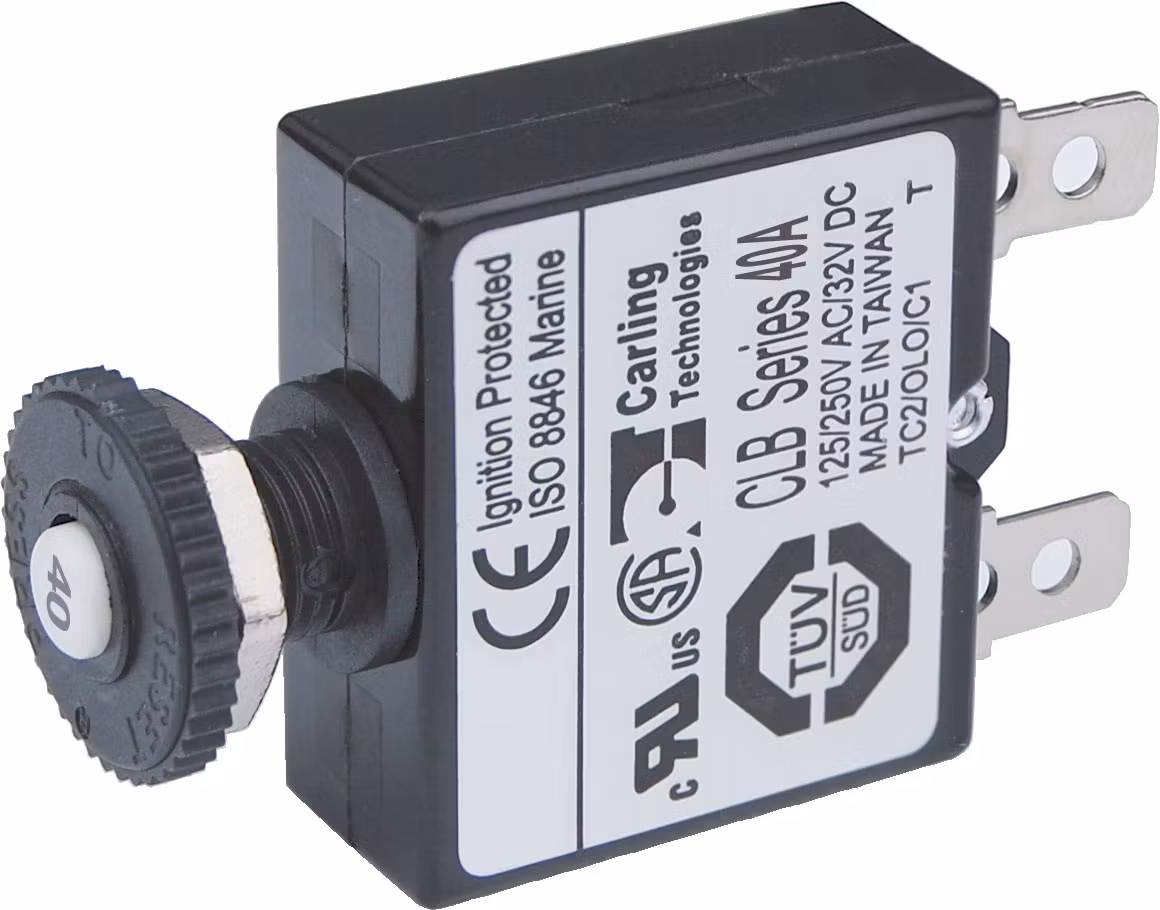 Blue Sea Systems – Automatsäkring med tryckfunktion, flatstift, 40A