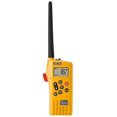 Ocean Signal - SafeSea V100 GMDSS bärbar VHF-radio, 21 simplexkanaler, Li-batteri, laddbart batteri