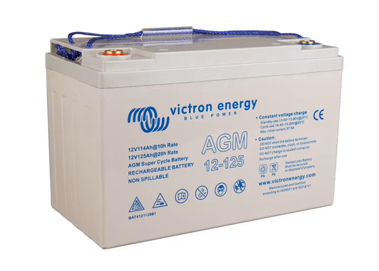 Victron Energy - AGM Super Cycle Batteri 12V/125Ah CCA (SAE) 550, M8-gjenge