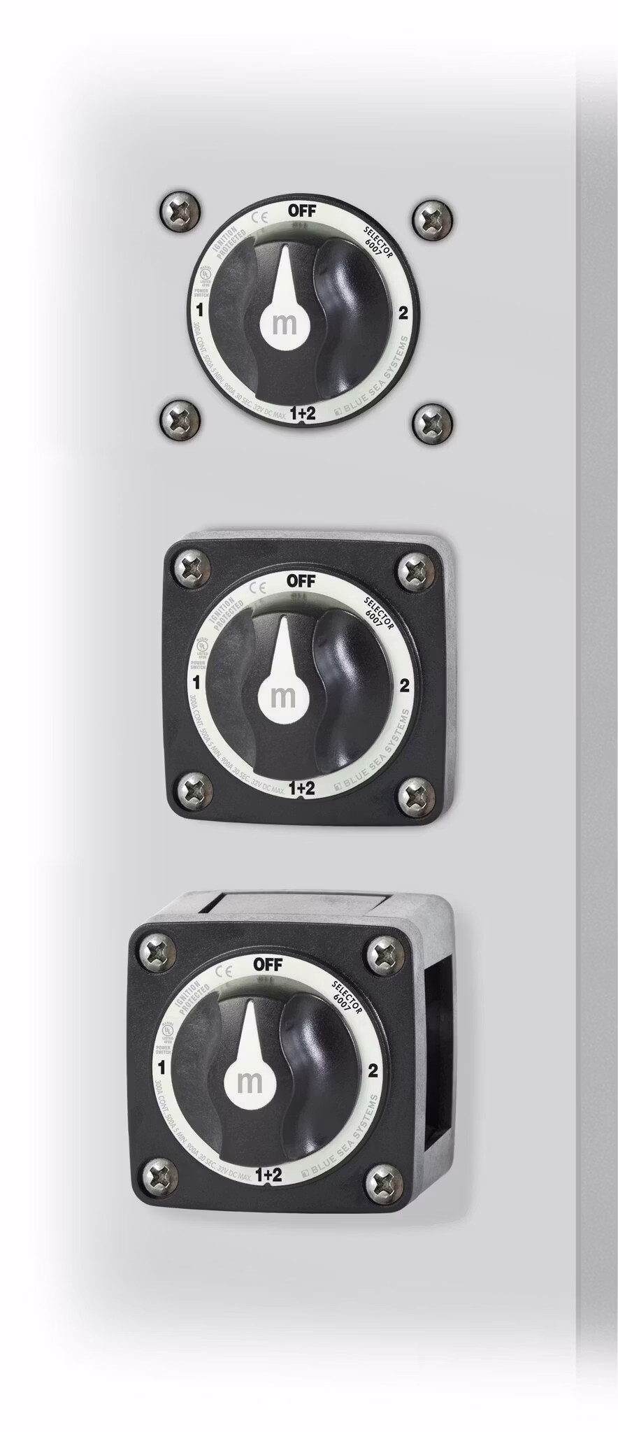 Blue Sea Systems - Main switch 300A, 2 batteries, 4 positions, black (Bulk)