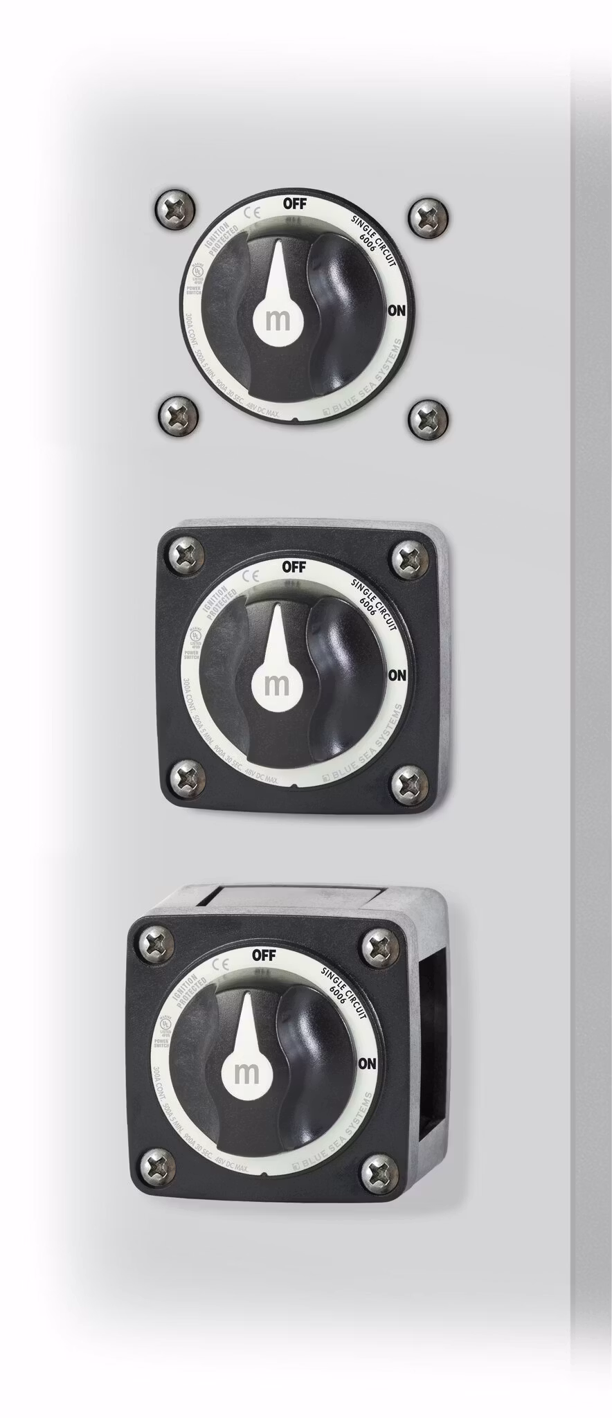 Blue Sea Systems - Hovedbryter 300A, 1 batteri, 2 posisjoner, svart