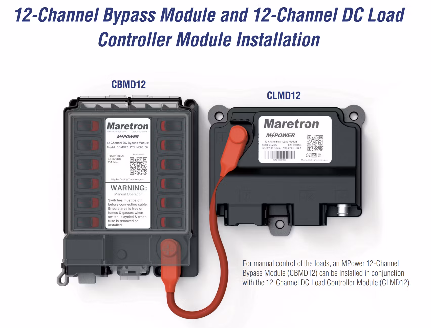 Maretron - MPower CBMD12-R, modulo bypass DC a 12 canali, incl. fusibili e cavo di collegamento
