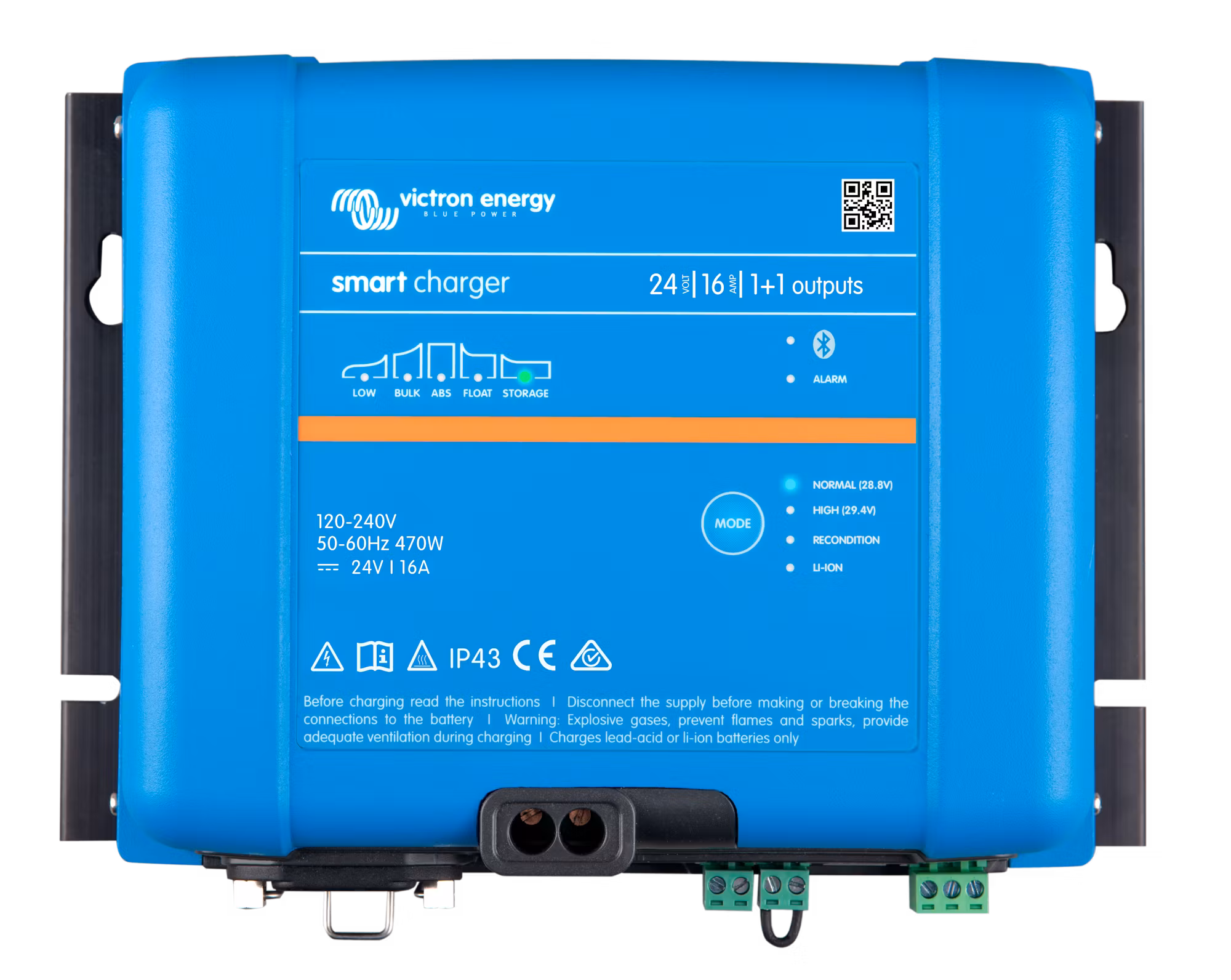 Victron Energy - Phoenix Smart IP43 Charger 24/16(1+1) 120-240V BT ekskl. kabel