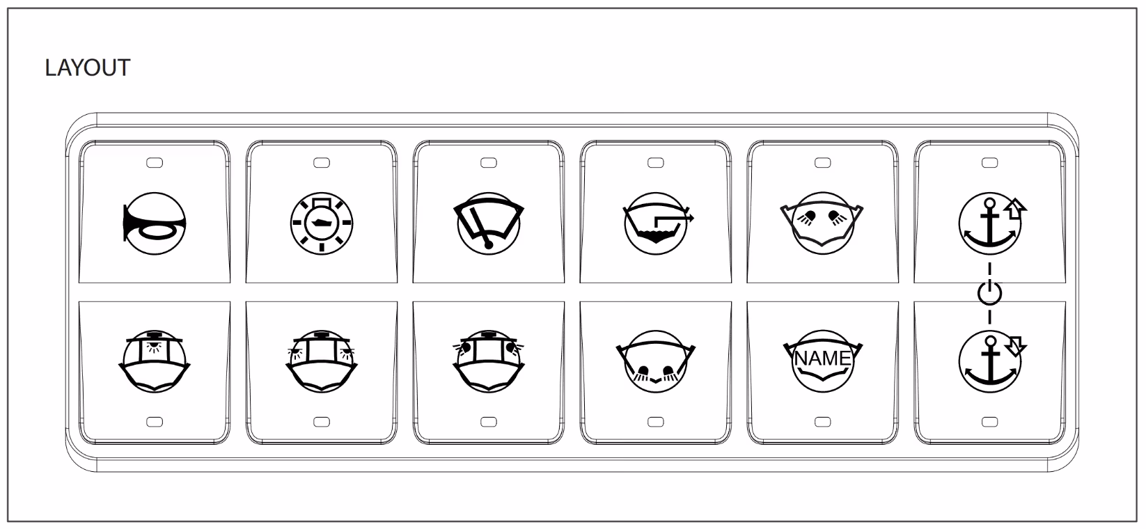 Maretron - MPower CKM12, Incisione del pannello bianco CK2