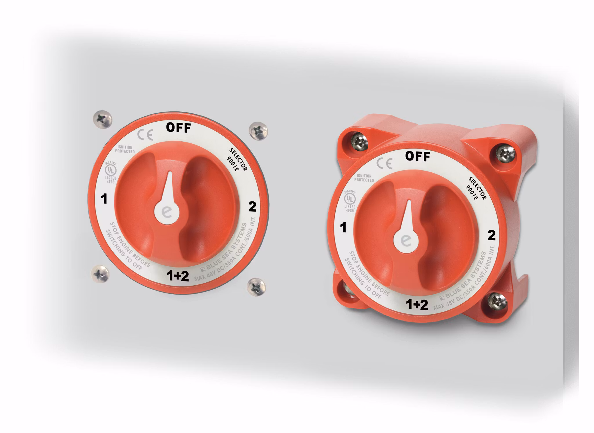 Blue Sea Systems - Hovedbryter 350A, 2 batterier (Dual Circuit), 2 posisjoner, rød (Bulk)