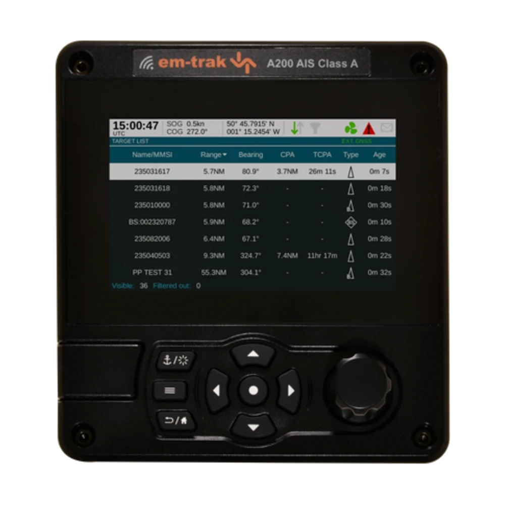 Em-trak - transponder AIS klasy A 12W, 5-calowy kolorowy wyświetlacz