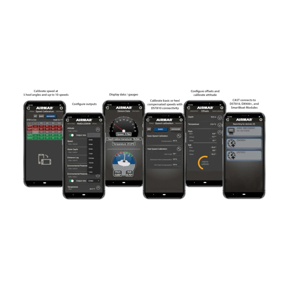 Undersidan av Airmar DST820 multisensor Airmar app