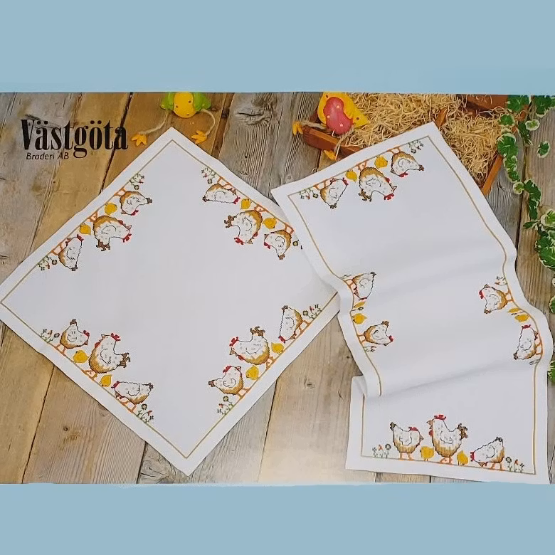 Påsklöpare/Duk med hönor i korsstygn