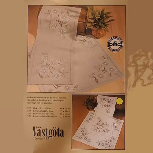 Lågmäld och vacker duk/löpare i grå och bruna nyanser